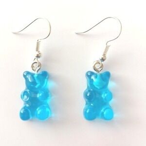 New Gummy Bear Earrings Blue Resin Candy Charm Drop Kidcore Y2K Boutique